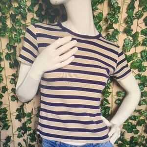 Striped Purple and Tan Women's Top